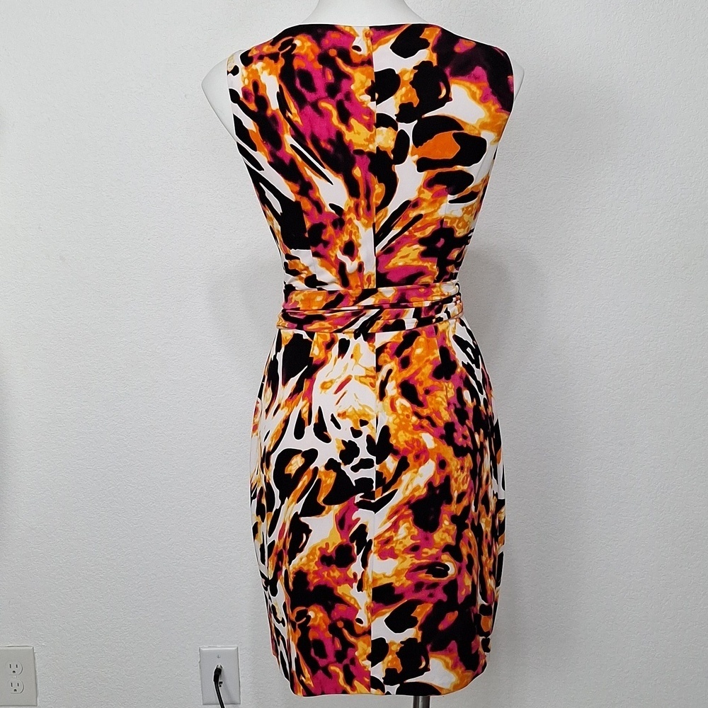 Cache "NEW" Colorful Neon Animal Print Mobwife Maximalism BeltedDress Size 14 - Picture 7 of 15